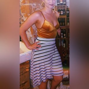 Black and white striped midi skirt